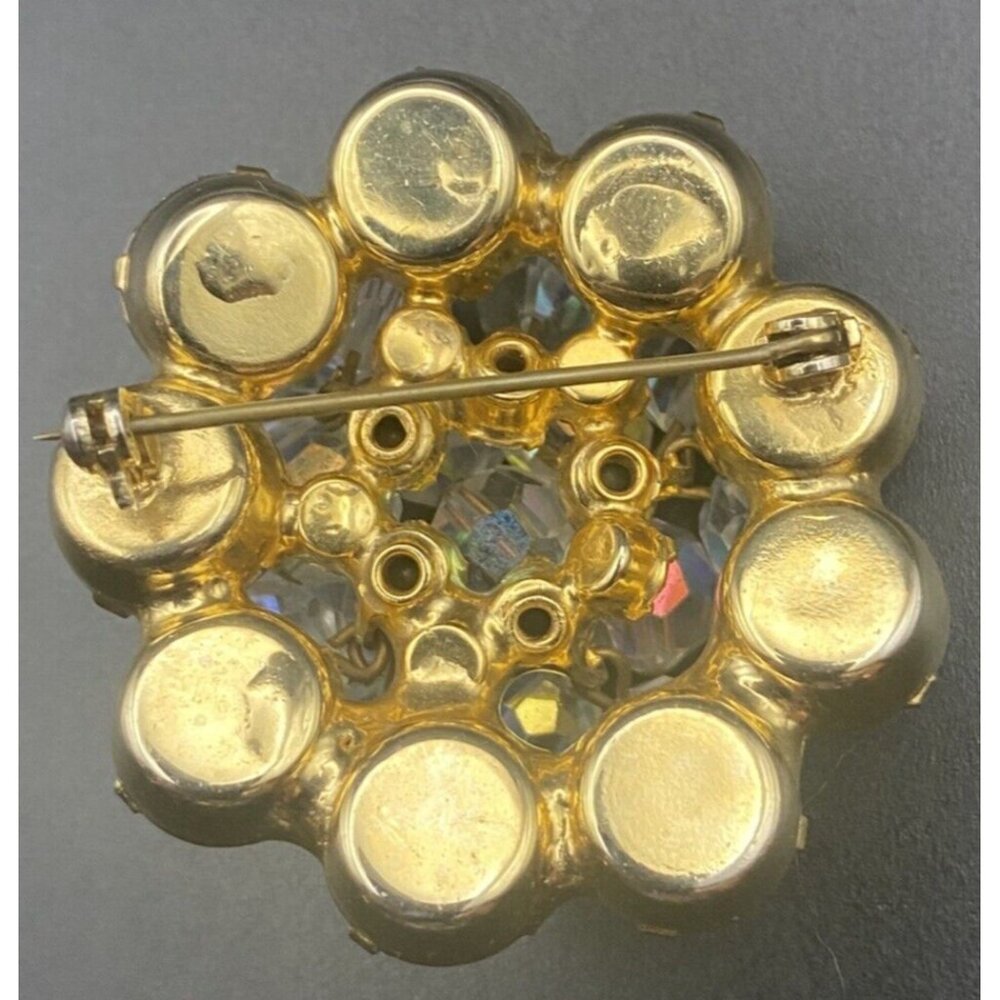 Vtg Brooch Juliana Attributed Unsigned AB Crystal Cha Cha Gold Plated 1.75 Inch - Picture 4 of 8